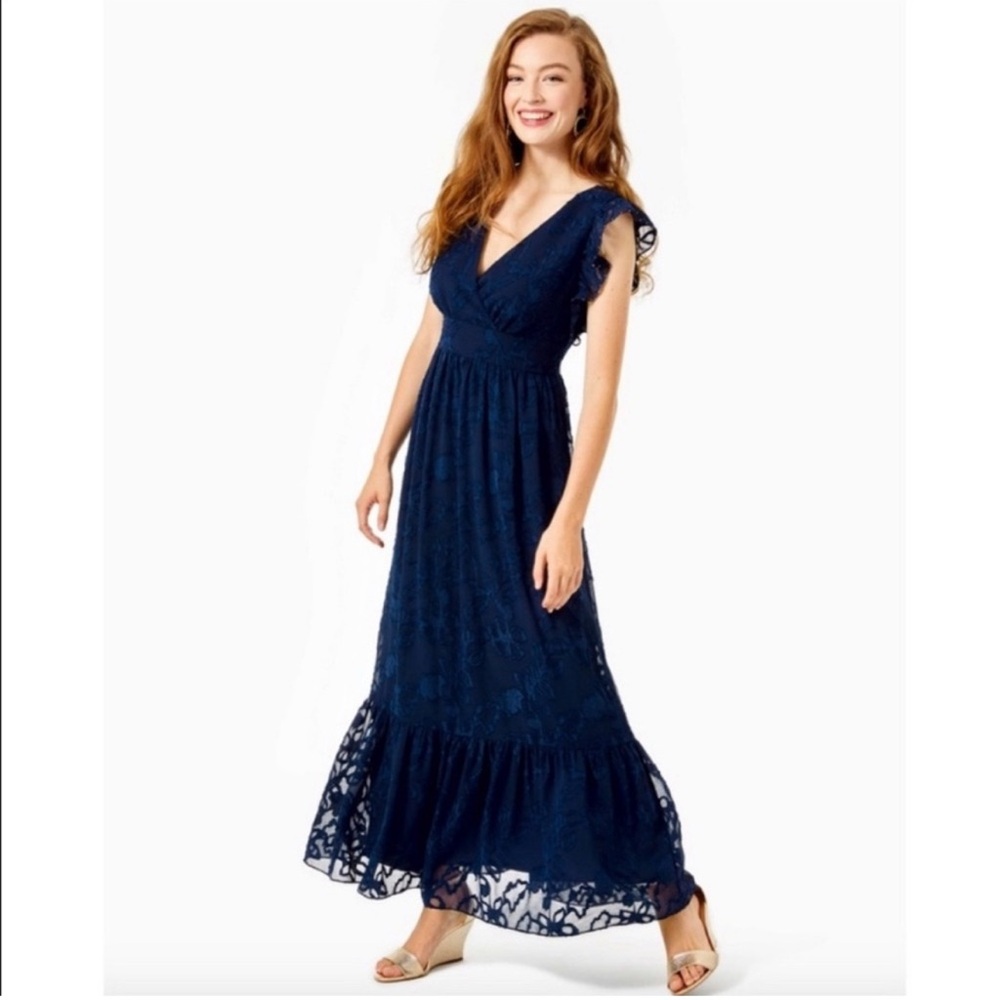 Lilly Pulitzer Navy Blue Lace Maxi Dress